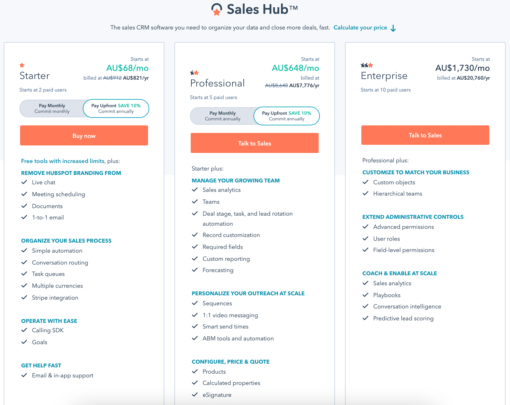 Hubsopt fetures and chat pricing Hubspot Pricing